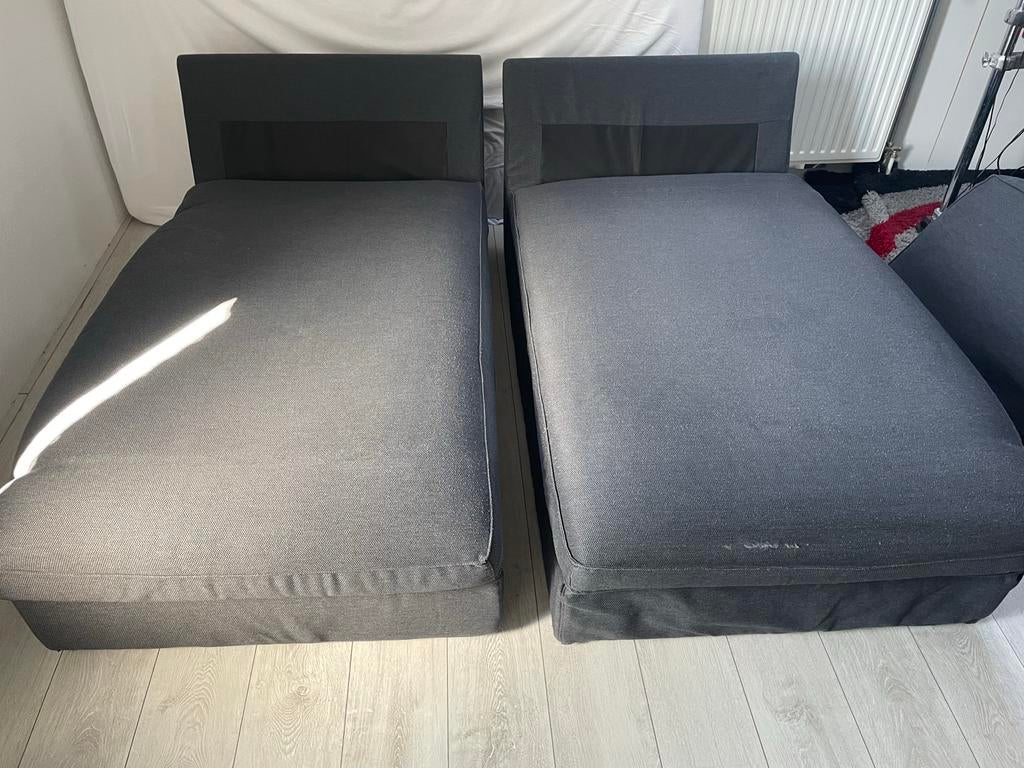 Twee IKEA Kivik Chaise longues Gunnared middengrijs, Huis en Inrichting, Banken | Bankstellen, Eenpersoons, 150 tot 200 cm, Ophalen of Verzenden
