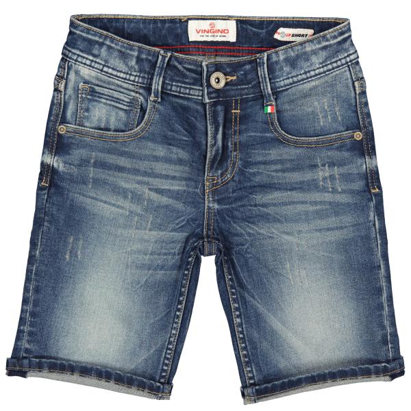 Mooie blauwe VINGINO jog spijkershort Claas mt 12/152., Kinderen en Baby's, Kinderkleding | Maat 152, Broek, Verzenden, Zo goed als nieuw