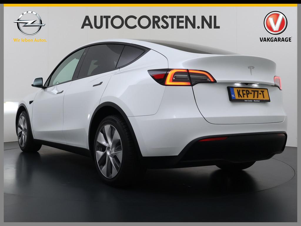Tesla Model Y Long Range AWD 514pk Warmtepomp SOH 93% Leder, Auto's, Tesla, Automaat, Gebruikt, Zwart, Wit