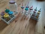 Super leuke set drinkglazen met rietjes en een karaf, Ophalen of Verzenden, Zo goed als nieuw