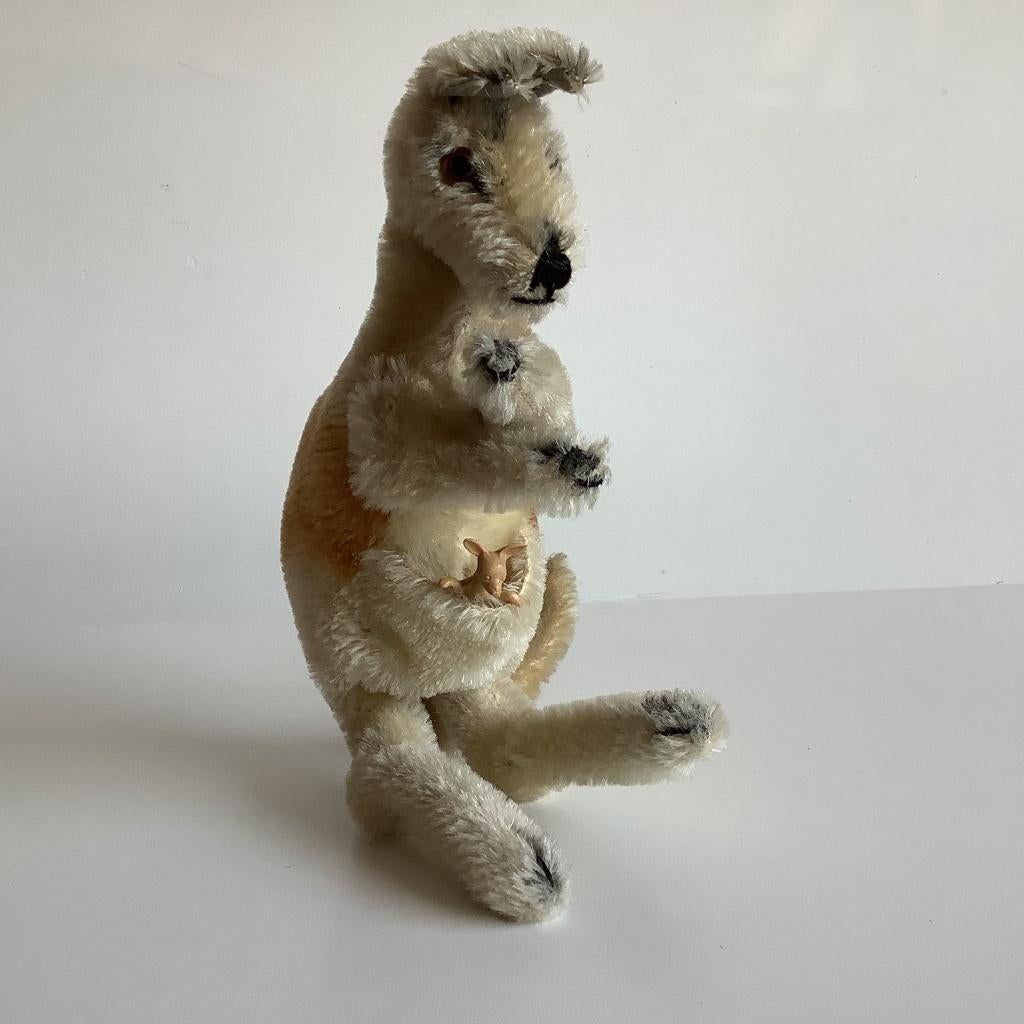 Vintage Steiff kangoeroe met jong, Ophalen of Verzenden