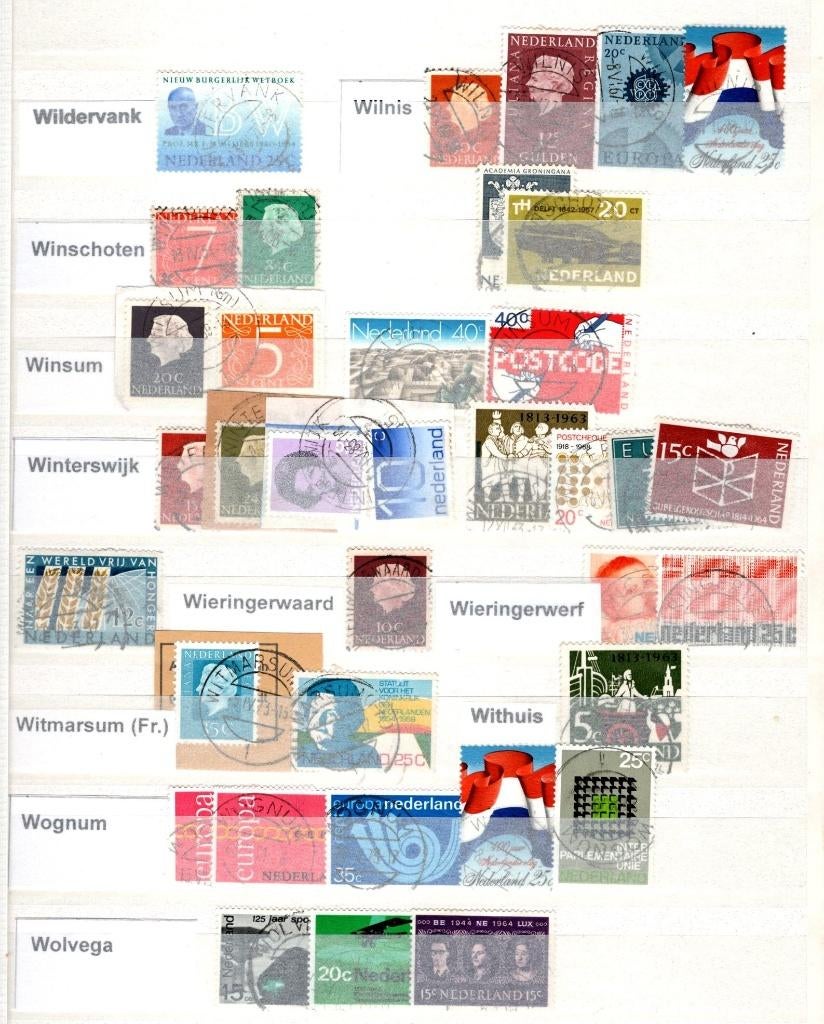 Stempels wo Wieringerwerf Withuis Wognum Wilnis Winsum (60), Verzenden, Na 1940, Gestempeld