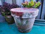 Oude grote terracotta pot zeer mooi patina 31h-35w Miekje, Ophalen, Steen, ., Rond
