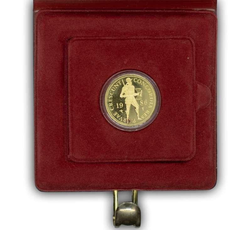 Nederland Gouden Dukaat 1986 in cassette, Postzegels en Munten, Edelmetalen en Baren, Goud, Ophalen of Verzenden