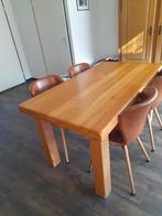 Eiken tafel met 4 stuks stevige stoelen, Ophalen, Gebruikt, 100 tot 150 cm, Eikenhout