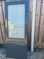 Antraciet hardhouten buitendeur met melkglas (81x201), 80 tot 100 cm, Binnendeur, Ophalen of Verzenden, Zo goed als nieuw