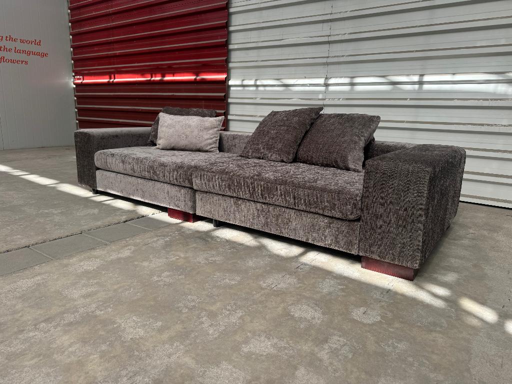 Luxe Loungebank in Zilver/Grijs Velours, 250 tot 300 cm, 100 tot 125 cm, Velours, Mijnsherenweg