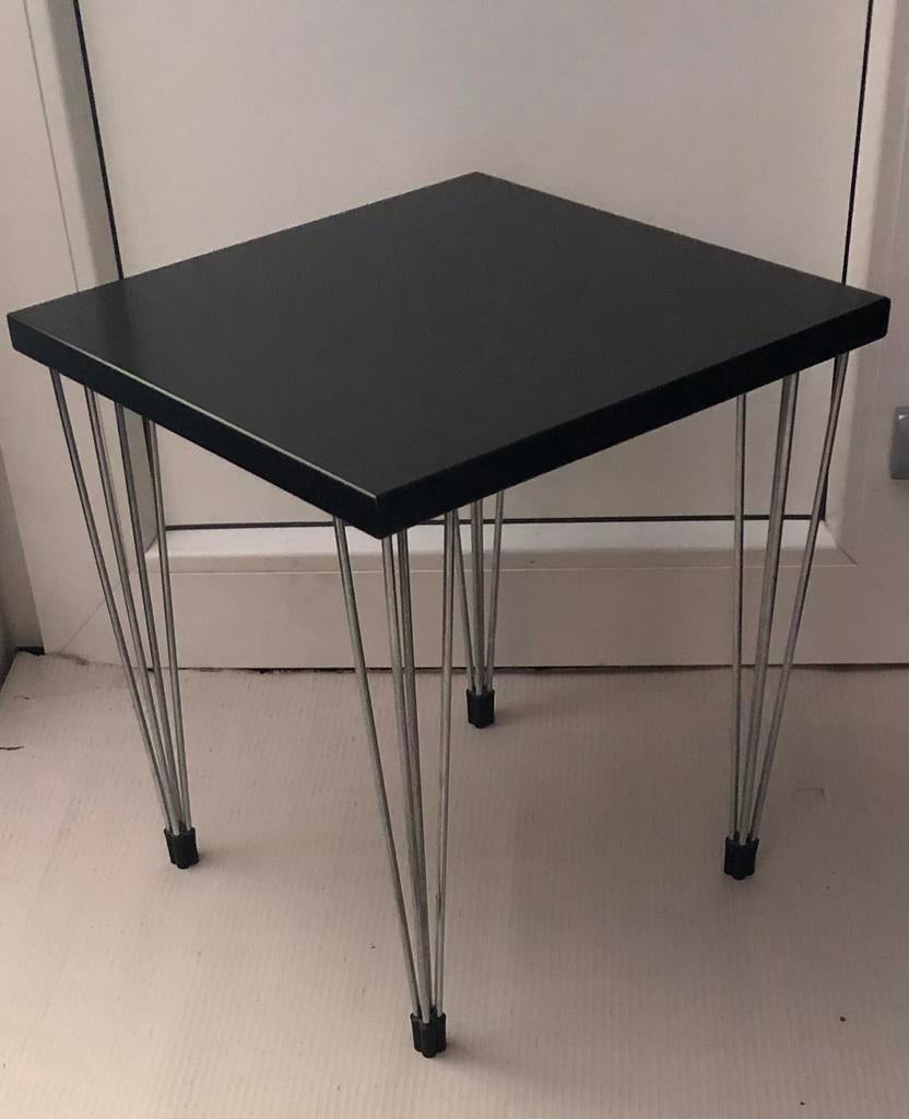 Scandinavische  bijzettafel haarspeldpoten jaren 70, Huis en Inrichting, Tafels | Bijzettafels, Ophalen, Minder dan 45 cm, Minder dan 55 cm