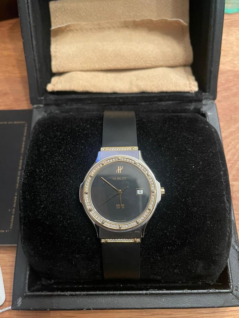 Hublot MDM classic Diamond Set Horloge - Zeer Nette Staat, Sieraden, Tassen en Uiterlijk, Horloges | Heren, Staal, Polshorloge