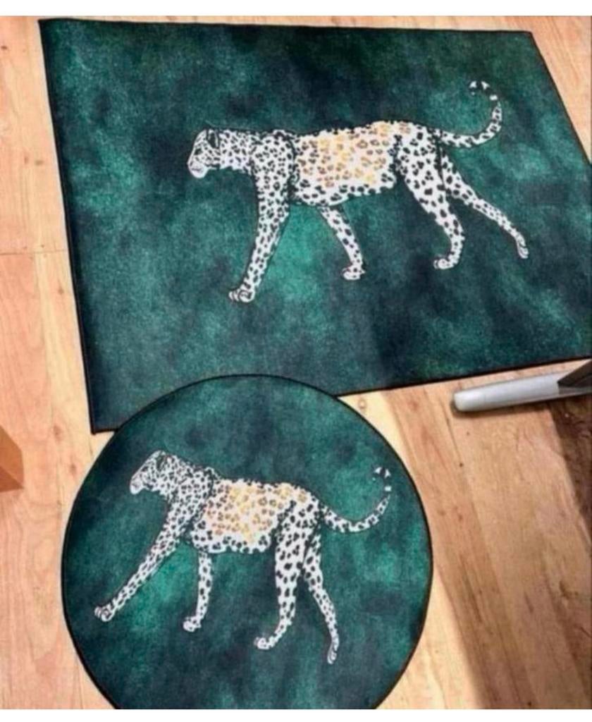 Groot vloerkleed set Luipaard 160 x 120 rond 80 kleed tapijt, 100 tot 150 cm, Nieuw, Ophalen of Verzenden, H