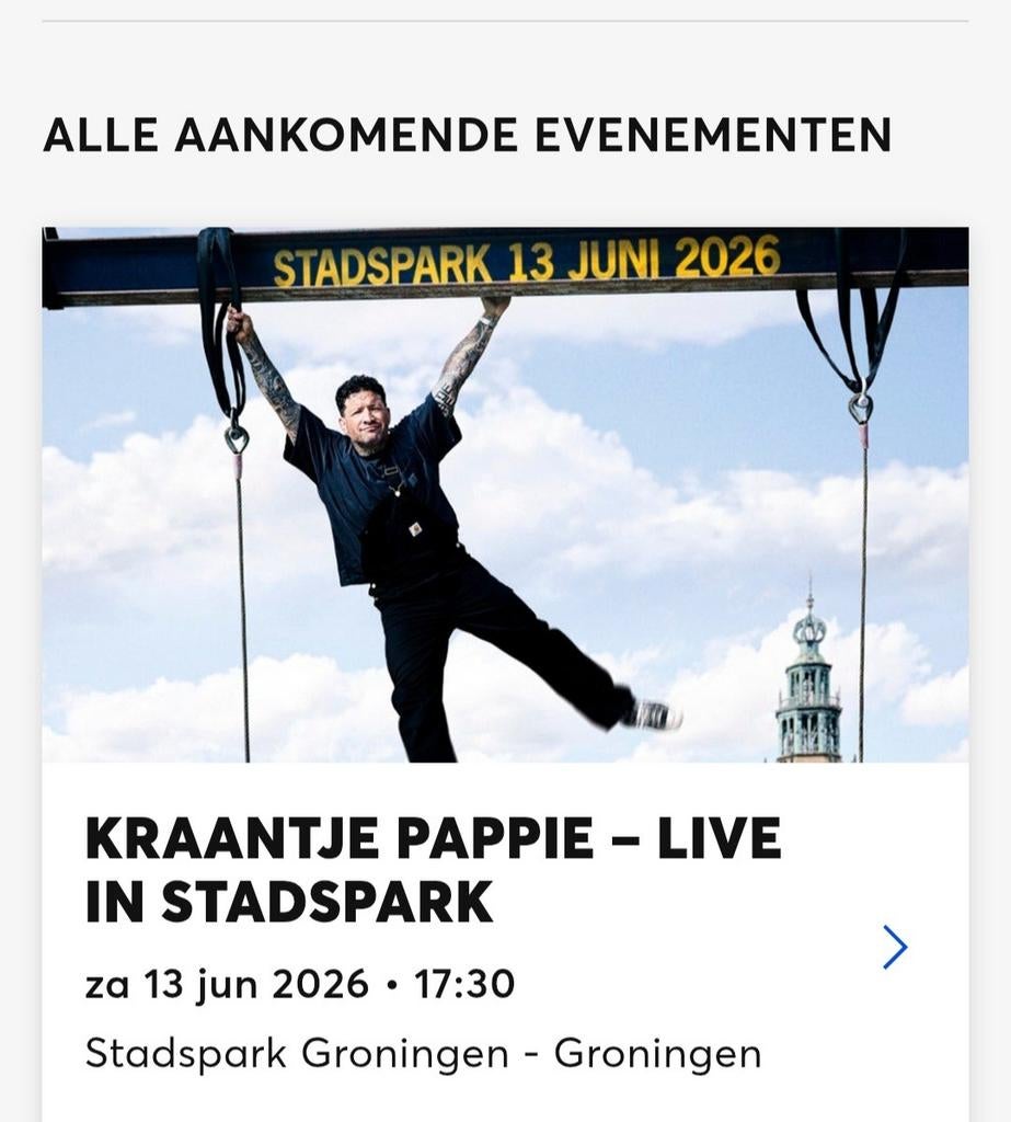2 tickets Kraantje Pappie Stadspark 13.06, Tickets en Kaartjes, Twee personen, Juni