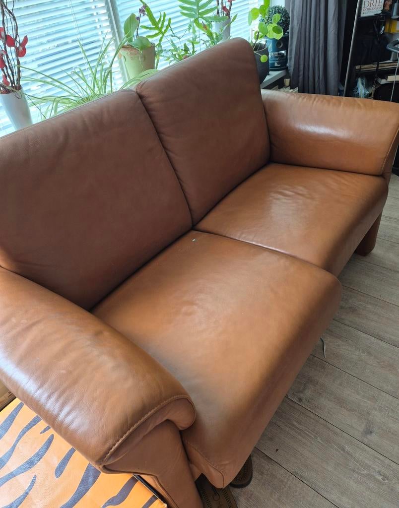 Senioren bank, Gebruikt, Ophalen of Verzenden, Minder dan 150 cm, Leer