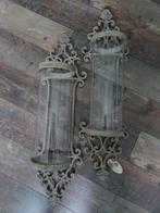 Gietijzeren sierlijke wand windlichten/ stormglas Riverdale, Ophalen, 50 tot 75 cm, Nieuw, Metaal
