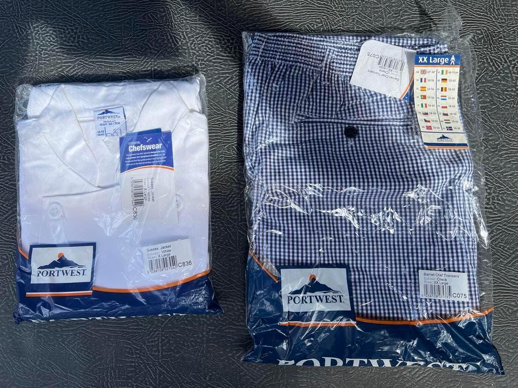 koksjas en koksbroek - maten zie foto’s €25,-, Kleding | Heren, Ophalen of Verzenden, Nieuw