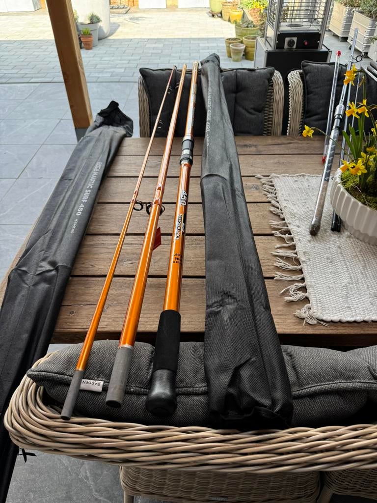 2 x nieuwe arca nautic surf strandhengel 4,5m en -200gr, Ophalen of Verzenden, Nieuw, Werphengel