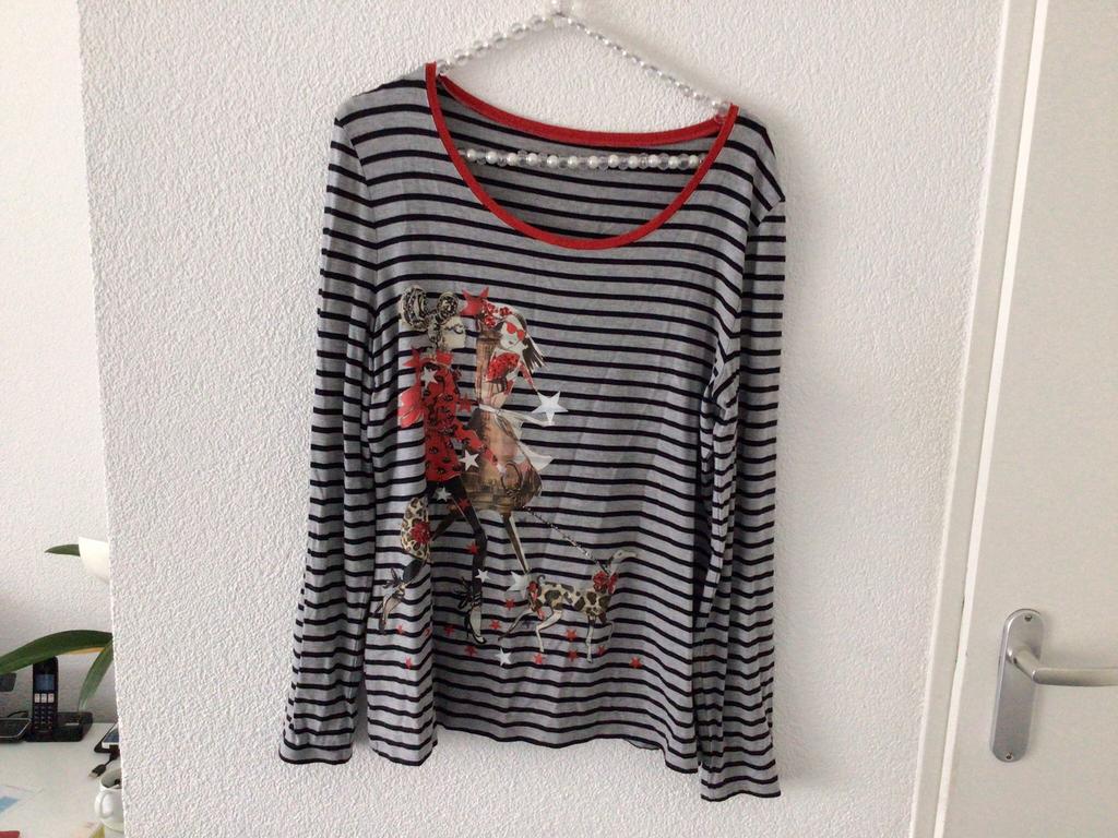 Eac gestreept shirt met print lange mouwen maat 42, Kleding | Dames, T-shirts, Zo goed als nieuw, Maat 42/44 (L), Rood, Lange mouw