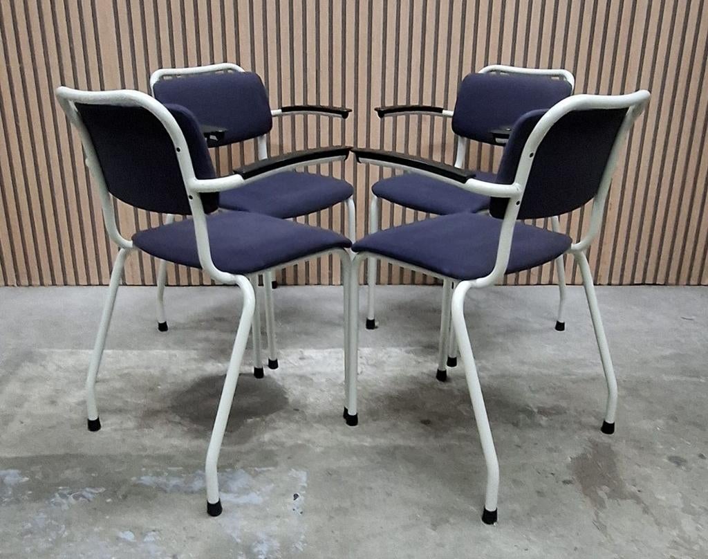 10 x Gispen schoolstoelen vintage design stoelen cafestoelen, Ophalen of Verzenden, Zo goed als nieuw, Wit, Vijf, Zes of meer stoelen