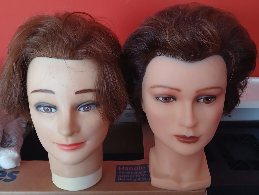 2x oefenhoofden voor kappers - om kapsels en kniptechnieken, Ophalen of Verzenden, Gebruikt, Overige typen