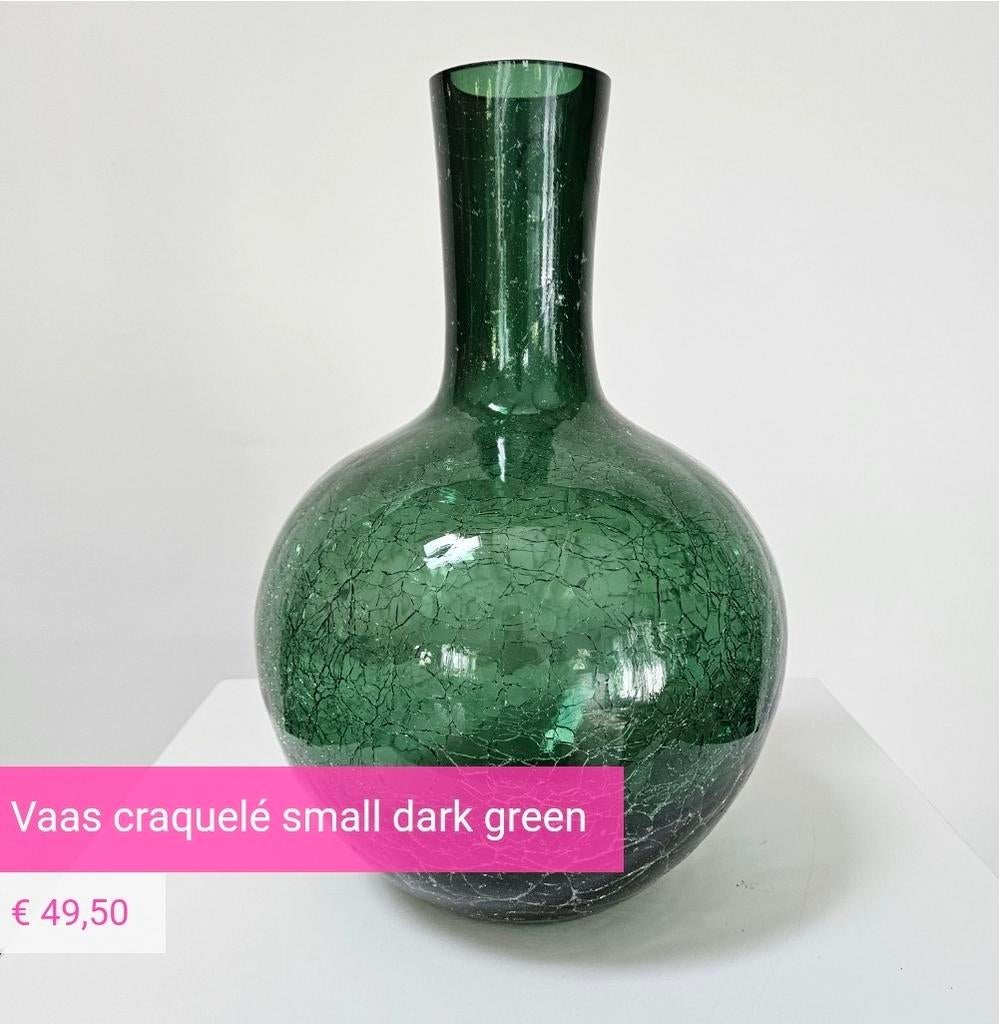 Vaas 'Ball body crackled glass' nieuw-groen-small, Huis en Inrichting, Verzenden, Polspotten, Nieuw, Glas