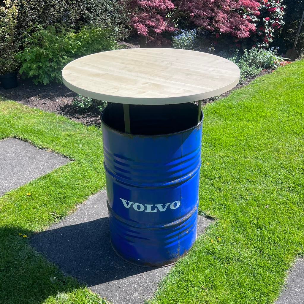 Volvo Olievat Statafel - 90cm Tafelblad, Ophalen, Zo goed als nieuw