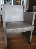 5 leren eetkamerstoel met wieltjes - Grijs/Taupe, Ophalen, Modern, Comfortabel, Gebruikt, Leer