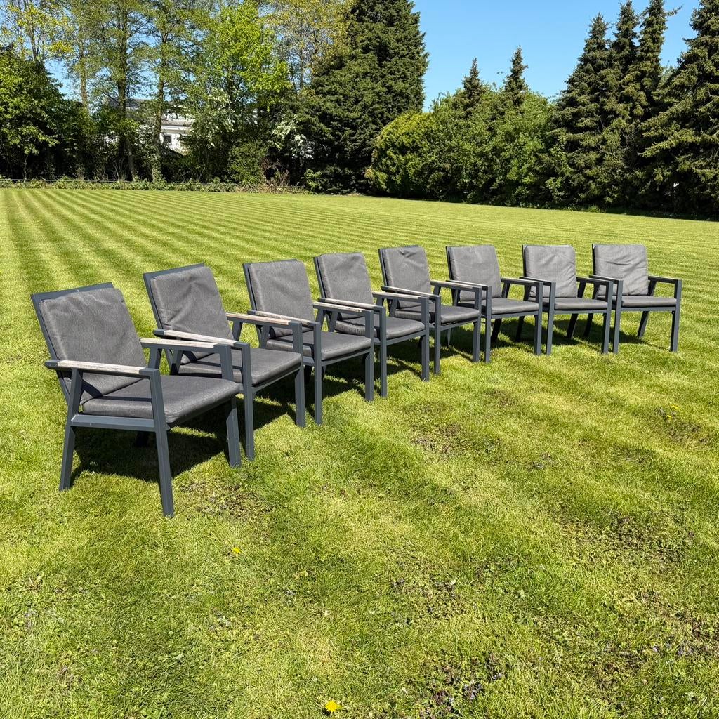 8x tuinstoel met kussens SenS-Line, Tuin en Terras, Tuinstoelen, Ophalen, Gebruikt, Metaal