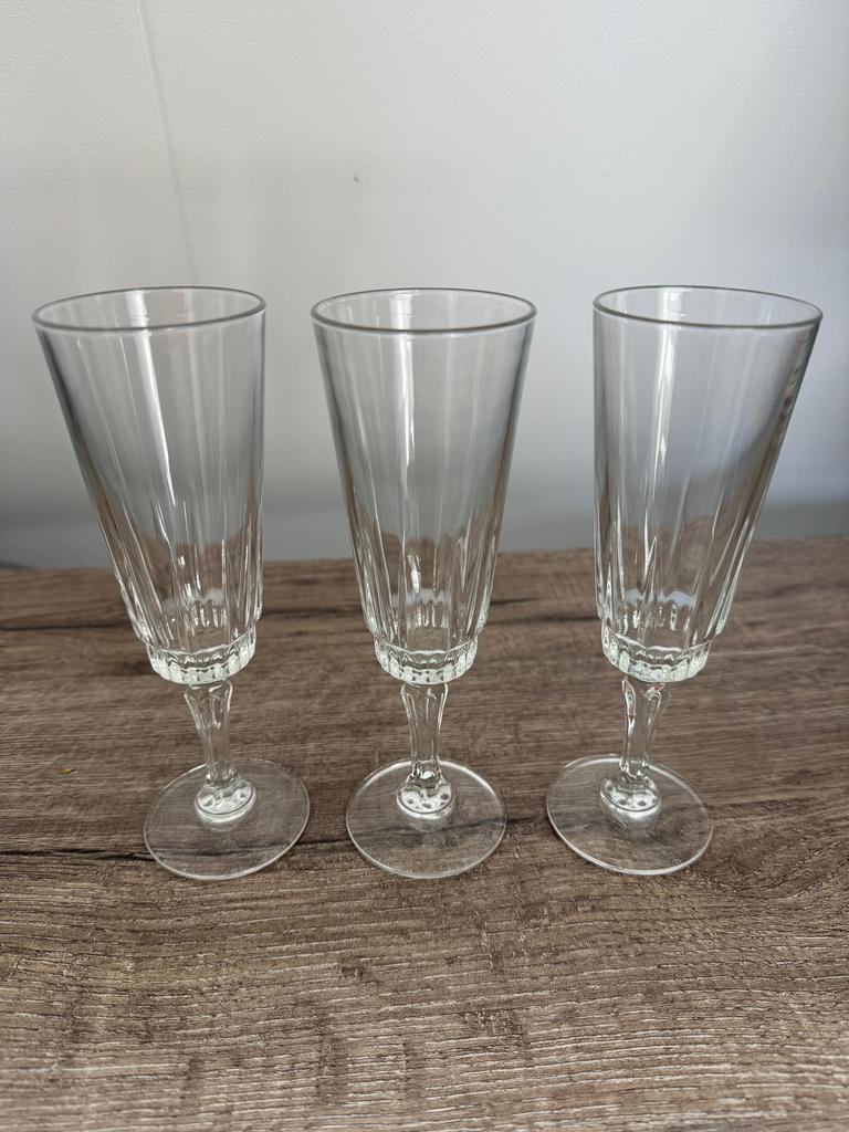 3 champagneglazen met mooi detail, Ophalen of Verzenden, Zo goed als nieuw, Overige typen
