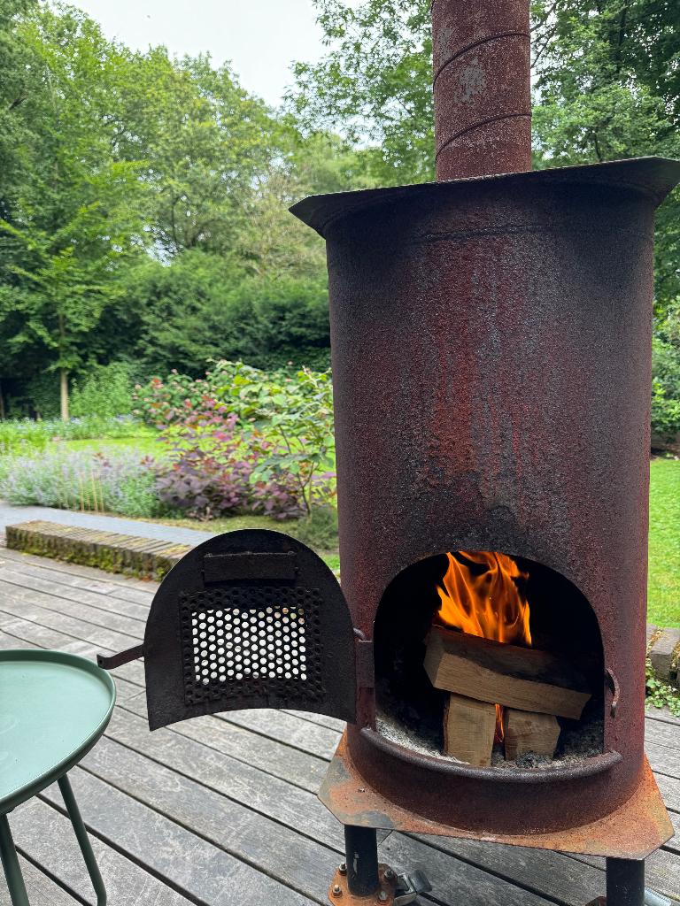 Unieke houtkachel - Verrijdbaar!, Tuin en Terras, Ophalen, Gebruikt