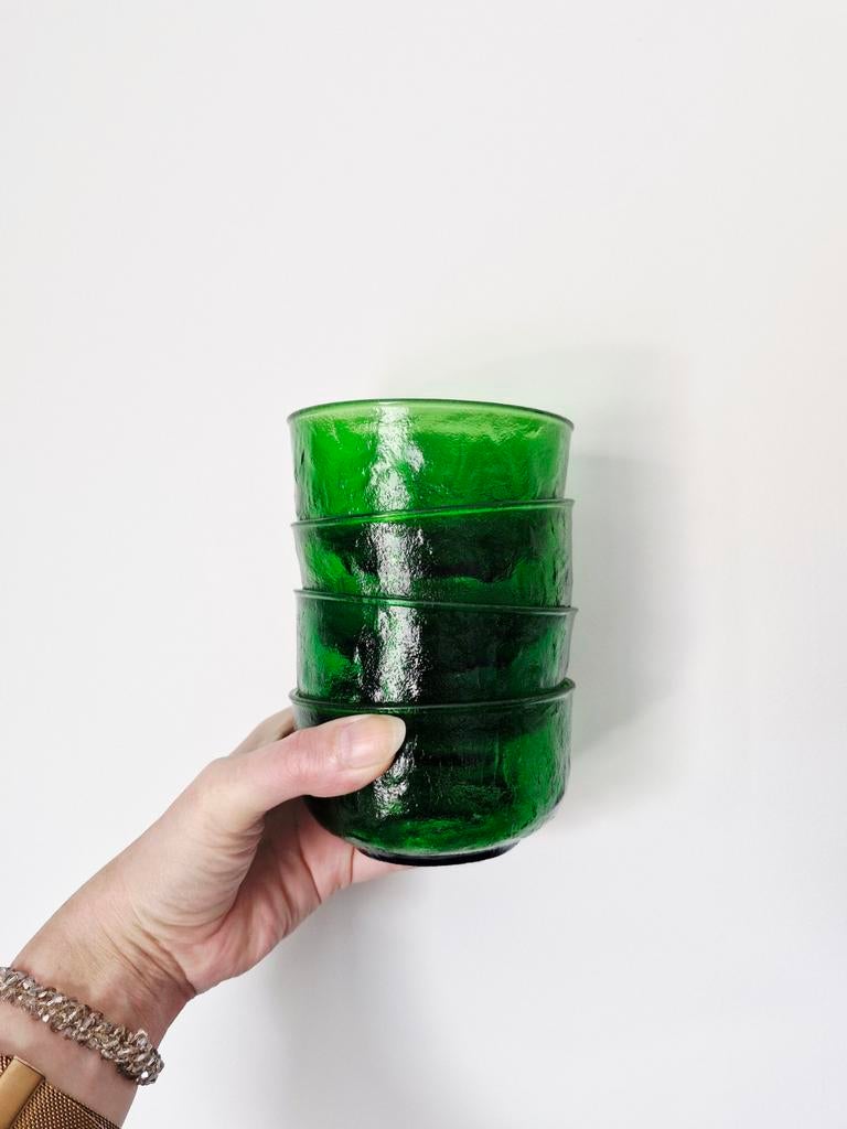 4x Arcoroc Sierra schaaltjes smaragdgroen, Ophalen of Verzenden