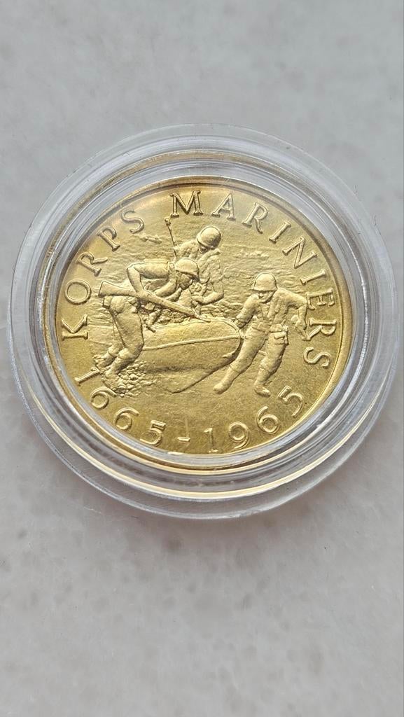 Gouden penning 300 jaar mariniers, Postzegels en Munten, Ophalen of Verzenden, Goud