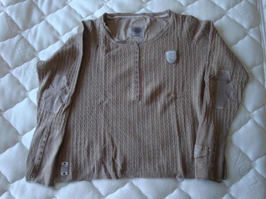 Zand beige SCARVA kabel trui met veel details. Maat XXXL., Kleding | Dames, Scarva, Beige, Trui of Vest, Ophalen of Verzenden
