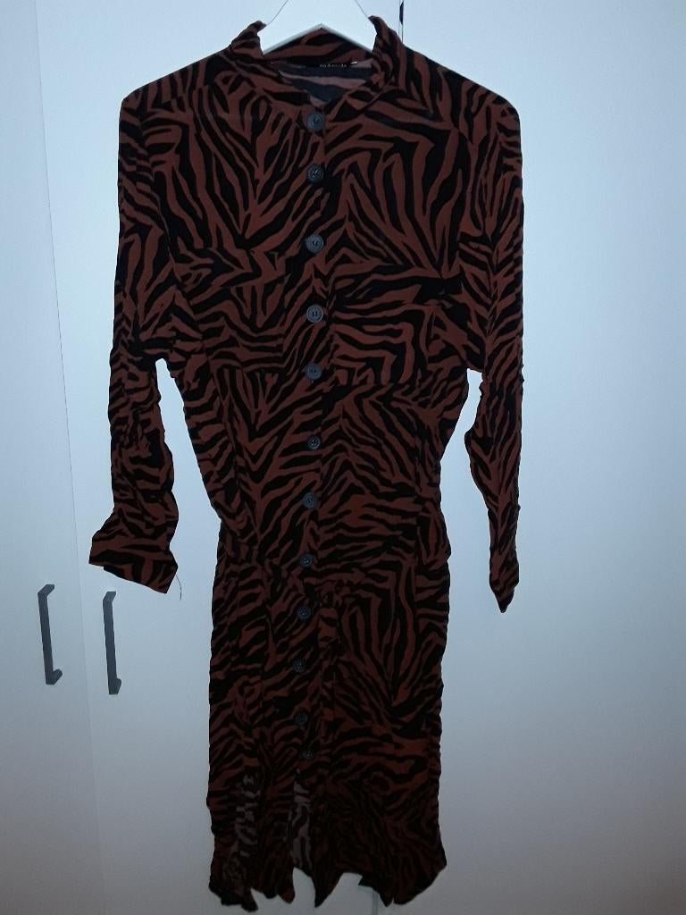 MS Mode Bruin/Zwarte Jurk Met Zebraprint Maat 48, Kleding | Dames, Grote Maten, Nieuw, Jurk, Zwart, Ophalen of Verzenden