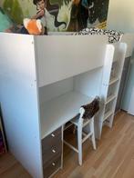 Halfhoogslaper Leen Bakker Leon met bureau en kast, Ophalen, 85 tot 100 cm, Gebruikt, Hoogslaper of Stapelbed