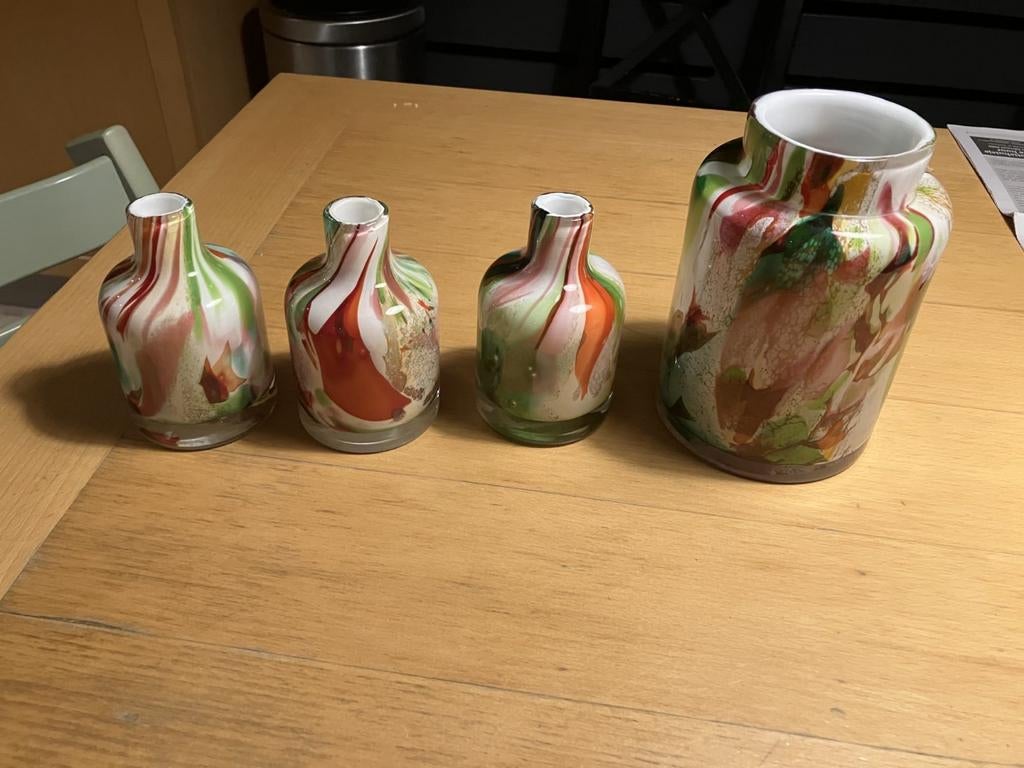 Set van 4 unieke handgemaakte Fidrio vazen, Antiek en Kunst, Ophalen of Verzenden