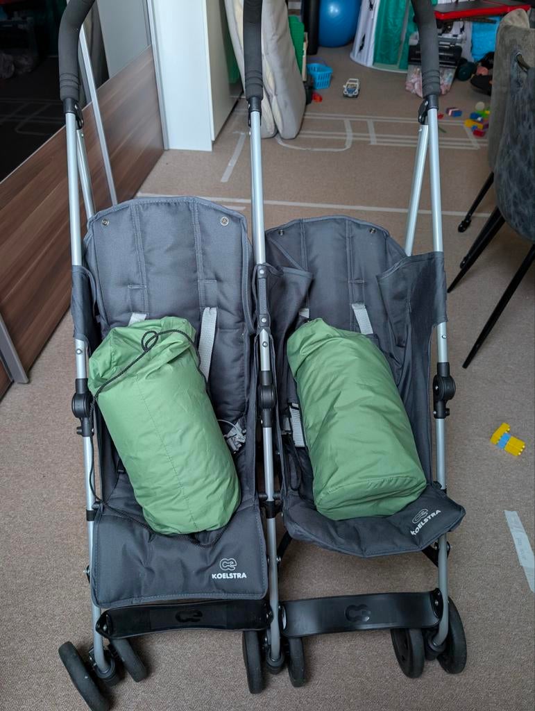 Tweeling Duo Buggy Koelstra T4 + Extra warme zakken, Kinderen en Baby's, Buggy's, Ophalen, Gebruikt, Koelstra