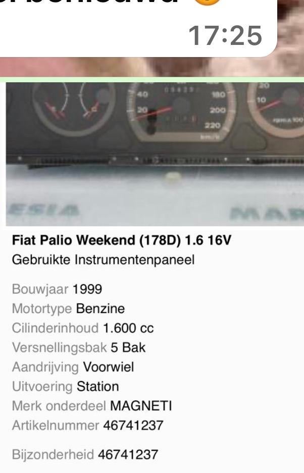 Instrumentenpaneel Fiat Palio Weekend (178D) 1.6 16V, Ophalen of Verzenden, Gebruikt, Fiat
