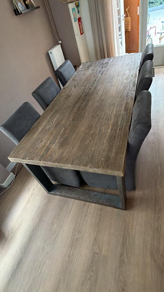 industriële eettafel met 6 stoelen, Ophalen, Info@pronto.nl, Nijmegen, 200 cm of meer