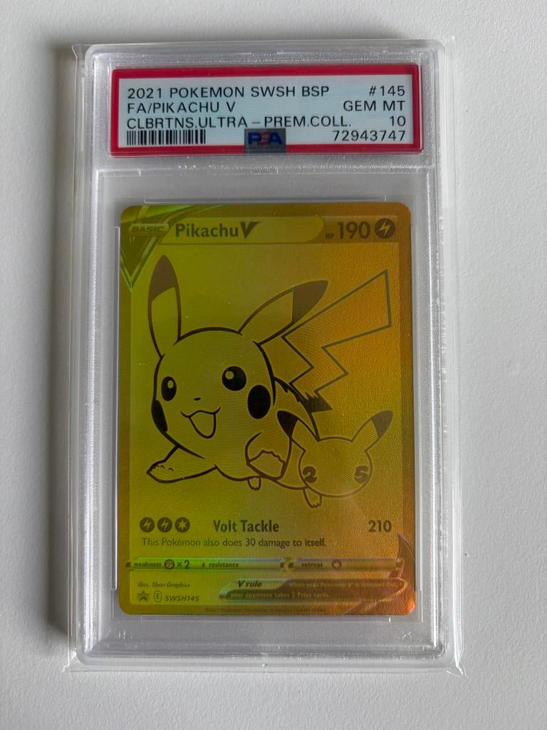 Pikachu V (SWSH145) - PSA 10 - Celebrations UPC Pokémon TCG, Hobby en Vrije tijd, Verzamelkaartspellen | Pokémon, Nieuw, Losse kaart