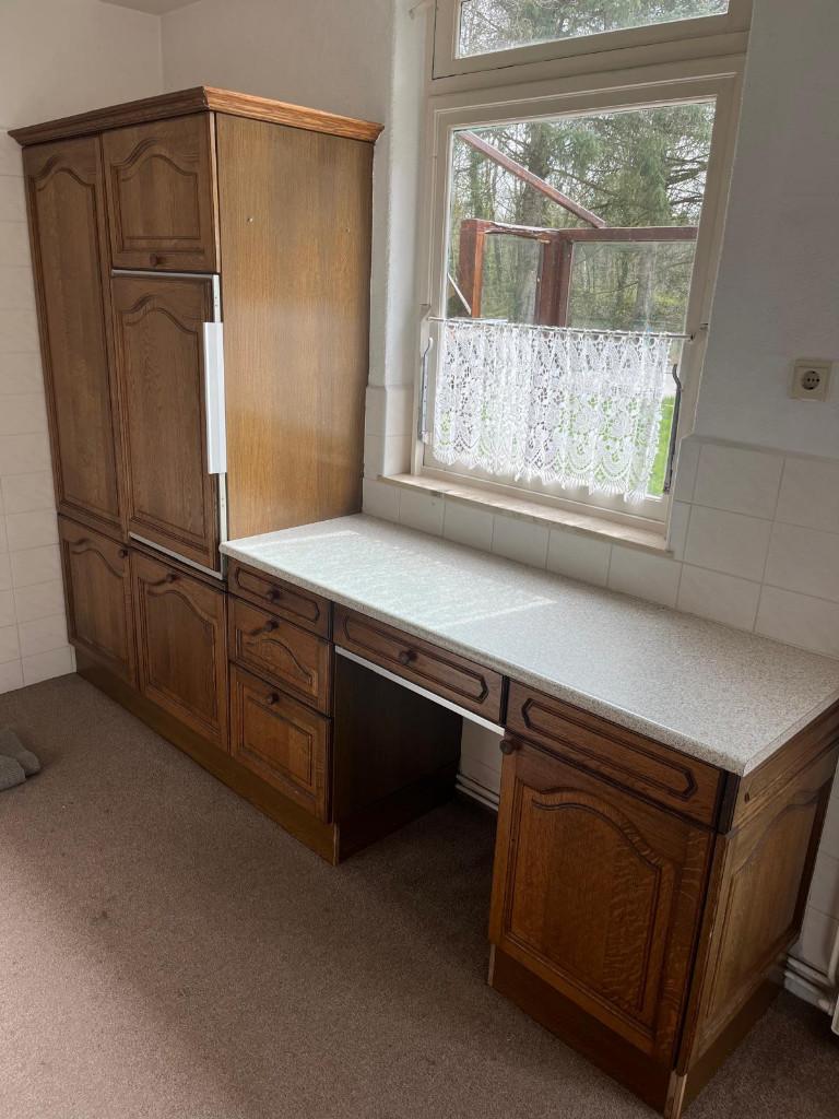 Komplete keuken incl. koelkast en gas kookplaat. v.a. 01 MEI, Ophalen, Gebruikt, Overige materialen, Bruin