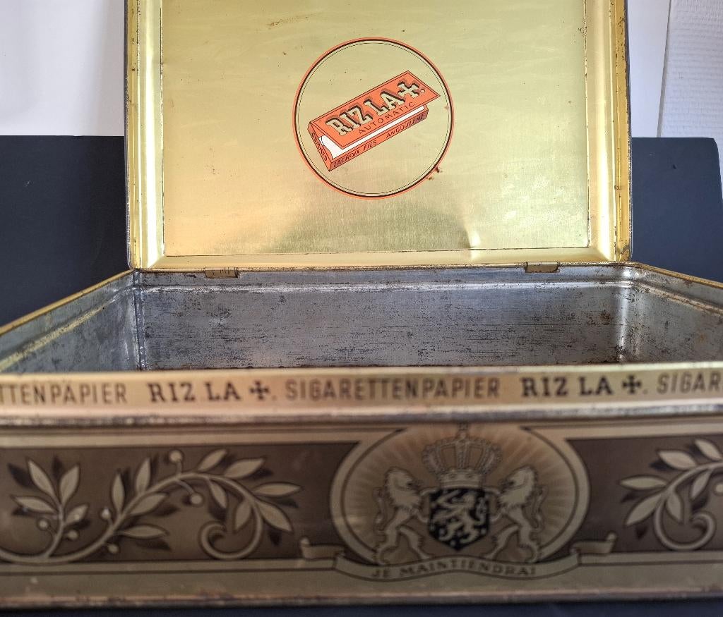 Origineel blik Rizla+ Sigarettenpapier laag, Verzamelen, Ophalen of Verzenden, Gebruikt, Overige, Overige merken