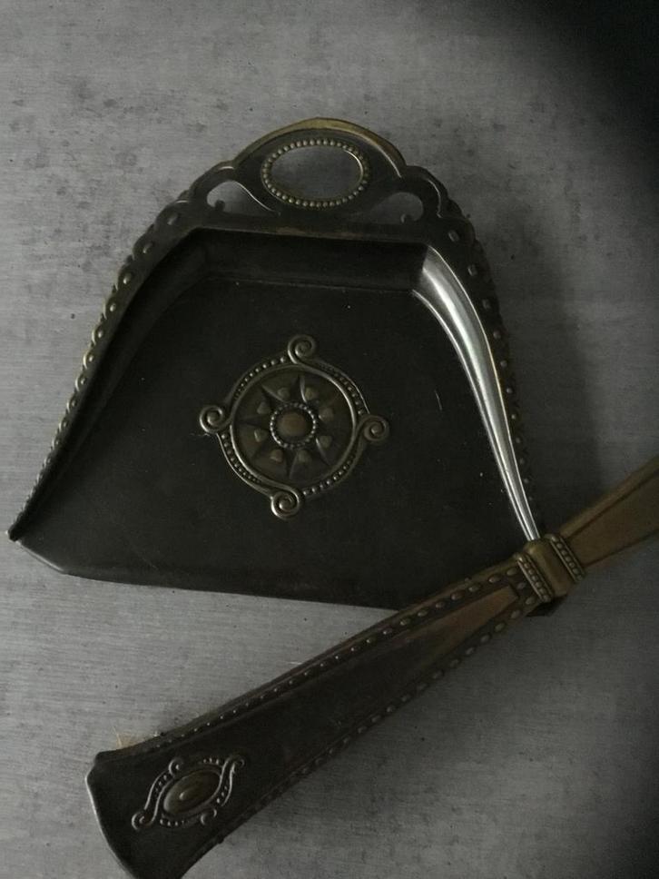 Antiek Art Nouveau Vegertje en Blik - Bronskleurig, Antiek en Kunst, Antiek | Woonaccessoires, Ophalen of Verzenden