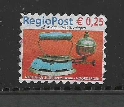 regiopost mid-oost Groningen-strijkijzer museum 2002 25 ct, Ophalen of Verzenden, Na 1940, Gestempeld