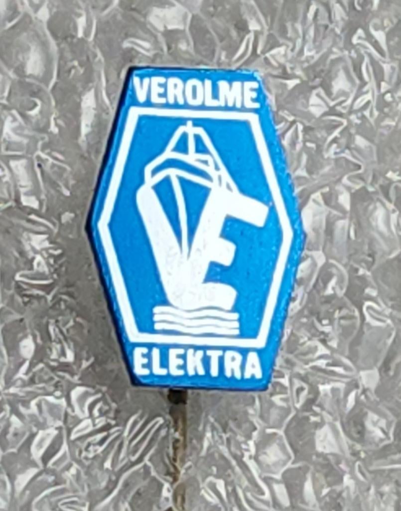 Vintage Verolme Elektra Speldje - Scheepvaart, Verzamelen, Ophalen of Verzenden, Gebruikt, Transport, Speldje of Pin