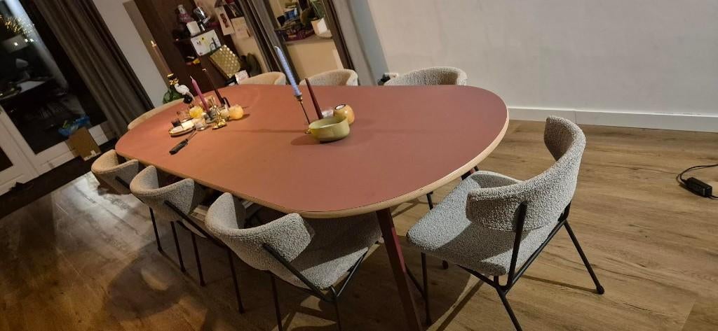 Tafel Rosso groot 2,8mx1m platovaal event combi met 10 stoel, Huis en Inrichting, Tafels | Eettafels, Zo goed als nieuw, 100 tot 150 cm