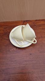 Pastel servies geel, sfinx en regout. Zwarte kat., Ophalen of Verzenden