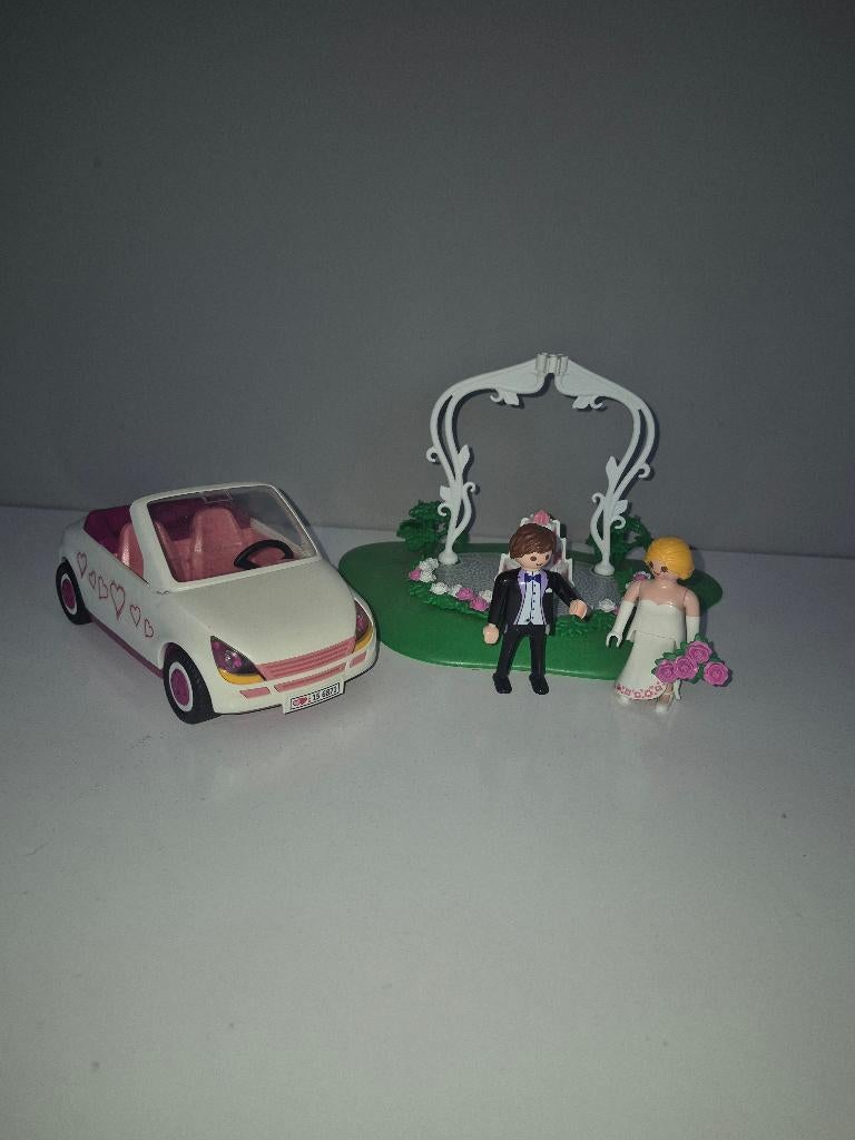playmobil bruid en bruidegom met trouwauto, Kinderen en Baby's, Speelgoed | Playmobil, Ophalen of Verzenden, Gebruikt, Complete set