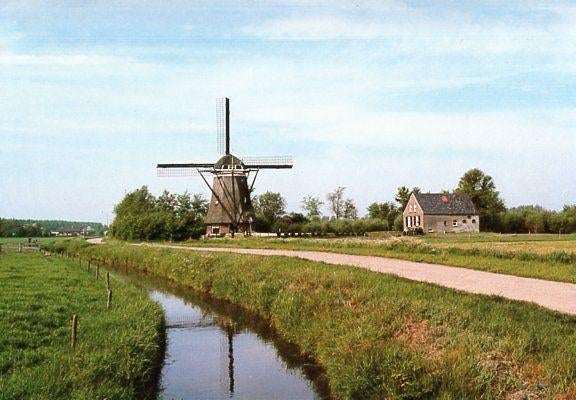 (GD411) Ansichtkaart Waardenburg molen poldermolen 1989, Verzamelen, Ophalen of Verzenden, 1980 tot heden, Ongelopen, Gelderland