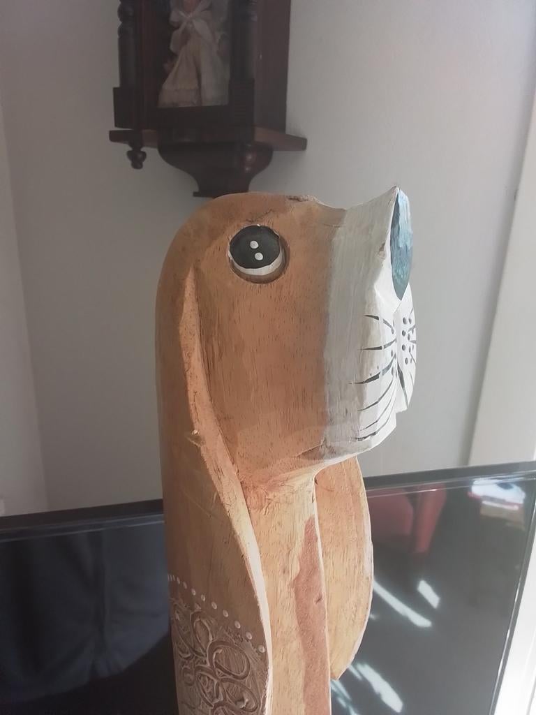 Houten hondenbeeld 80 cm hoog, Ophalen of Verzenden, Zo goed als nieuw, Dier