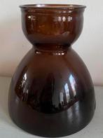 Bruin glazen retro vaas, Overige kleuren, Ophalen of Verzenden, Minder dan 50 cm, Glas