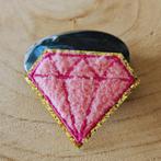 Strijk embleem applicatie Patch Diamant roze fluffy